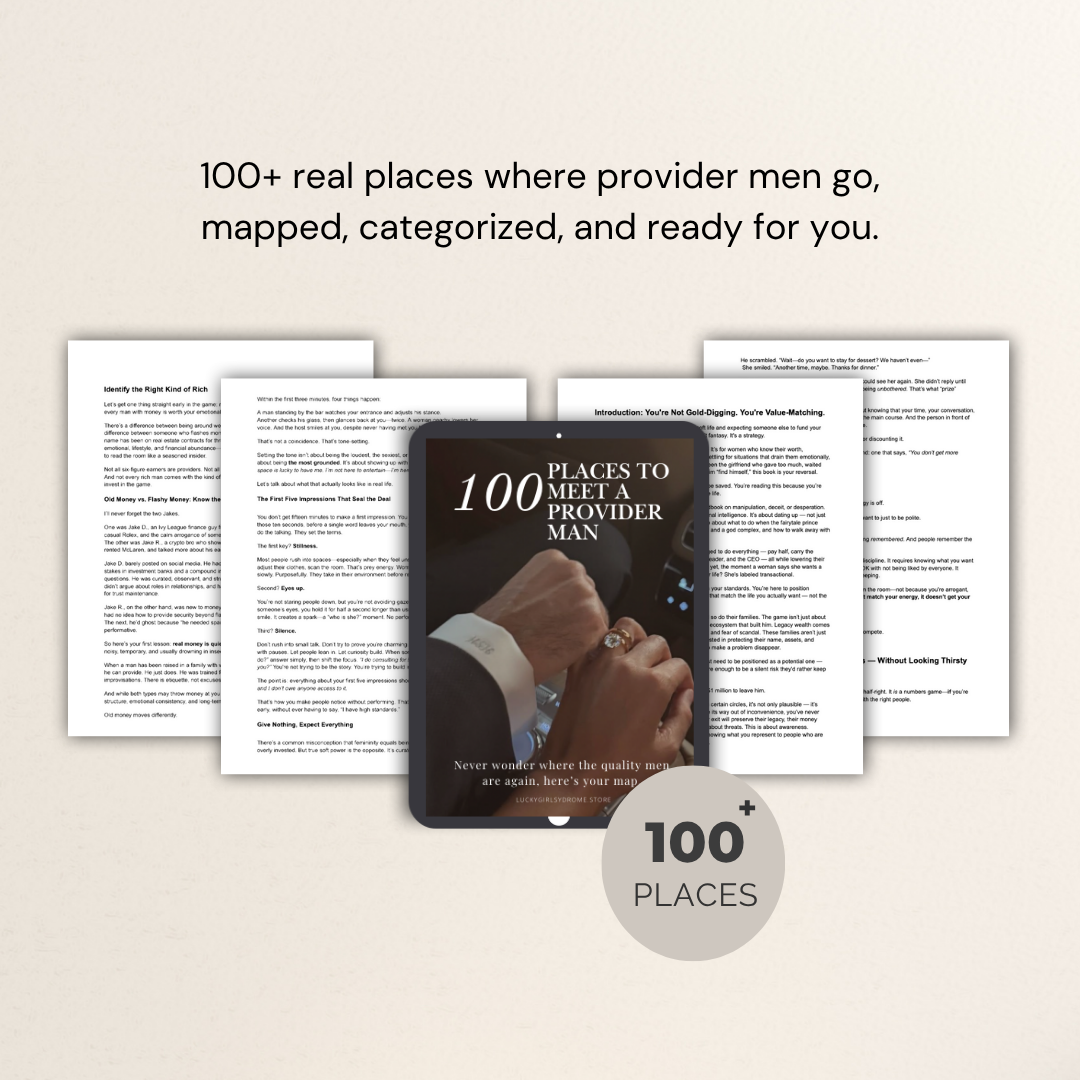 100 Places to Meet Provider Men - Cheatsheet